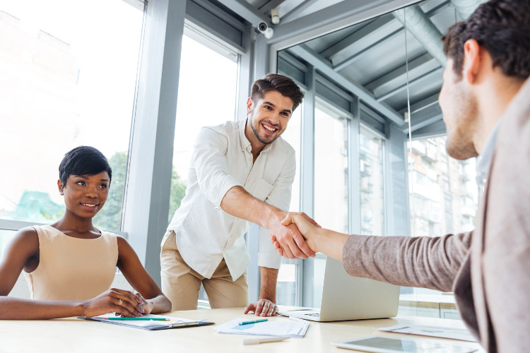 New employee meets with colleagues